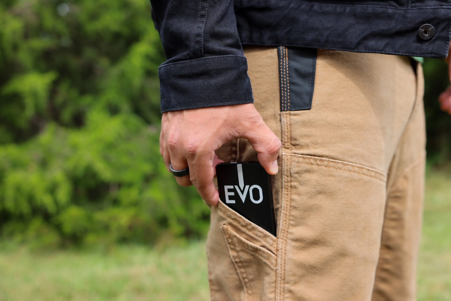 
                  
                    The Blushield Evo portable slides into a pants pocket
                  
                