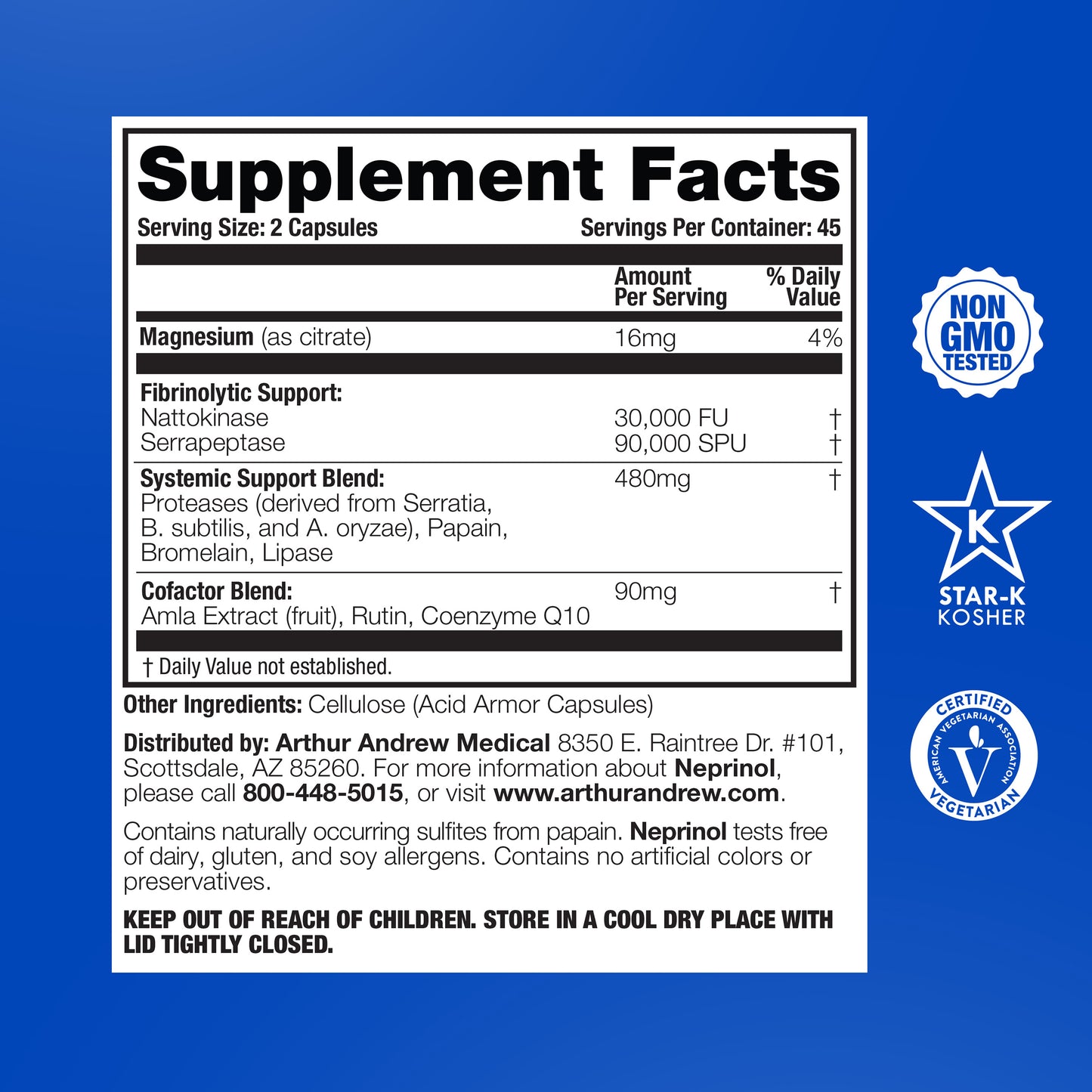 
                  
                    The supplement facts for Neprinol  
                  
                