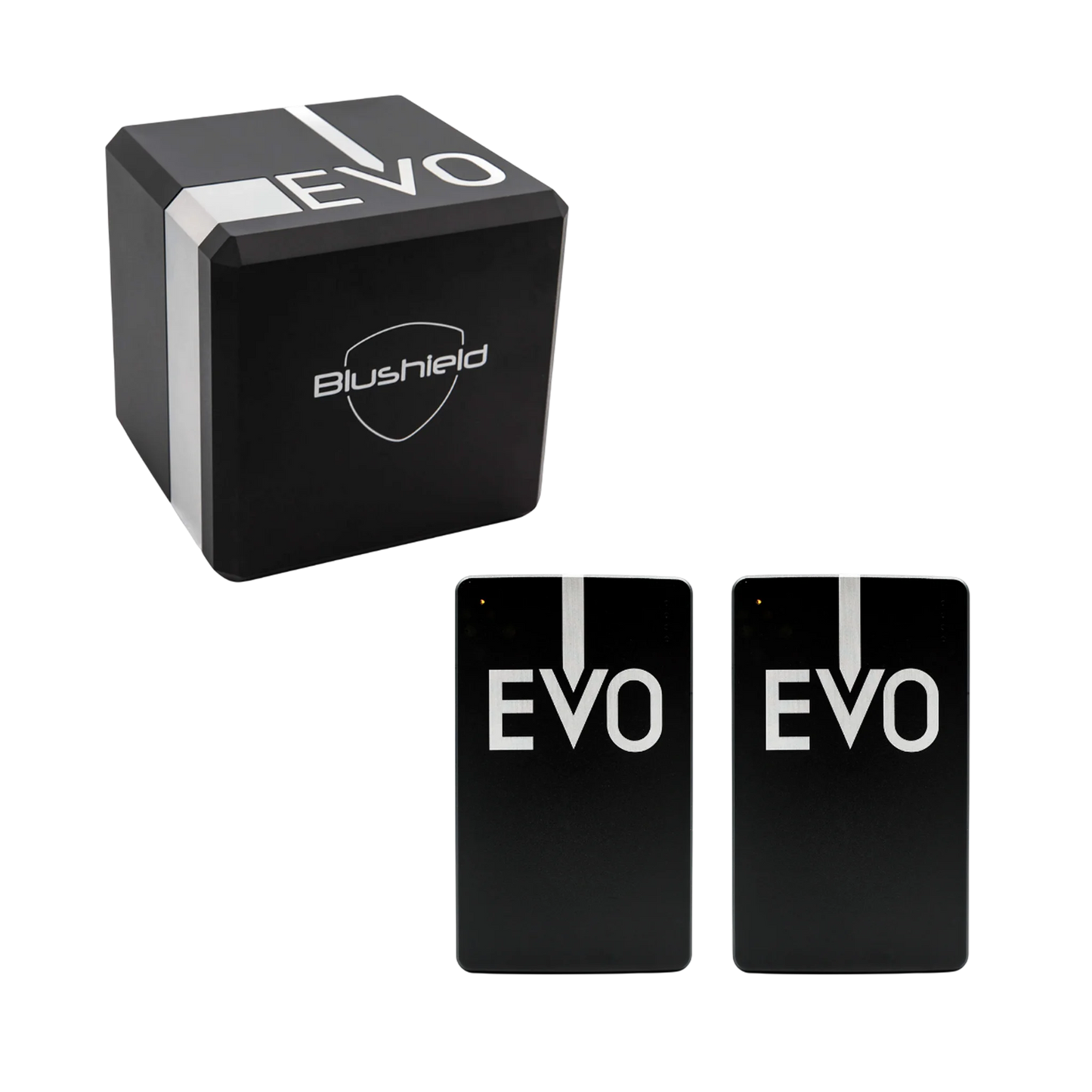 Blushield Deluxe EVO Cube Bundle — the EVO Cube stationary unit shown with two EVO Portable devices