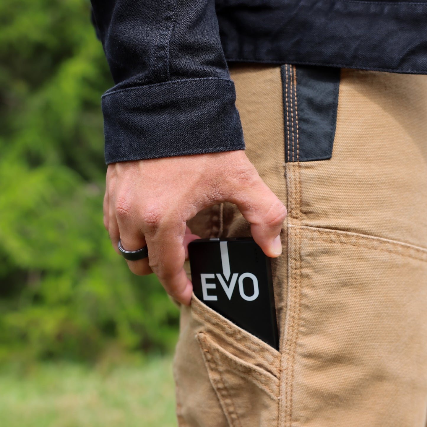 The Blushield Evo portable slides into a pants pocket