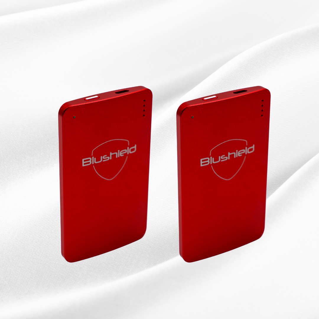 A picture of the Sensitive Portable bundle back that includes two Blushield Sensitive portable devices 