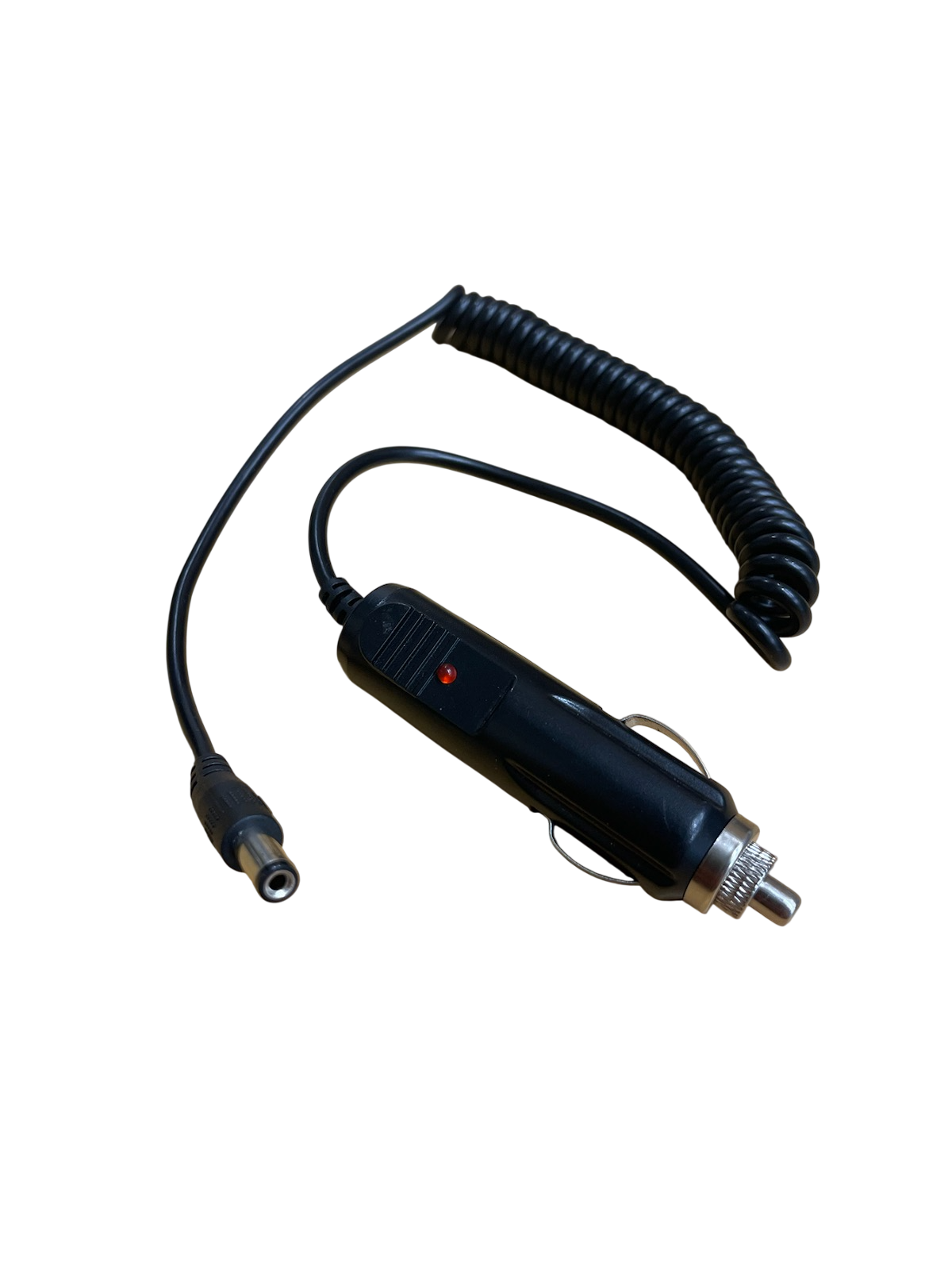 Pictured is an autocord auxiliary power charger photographed on a white background