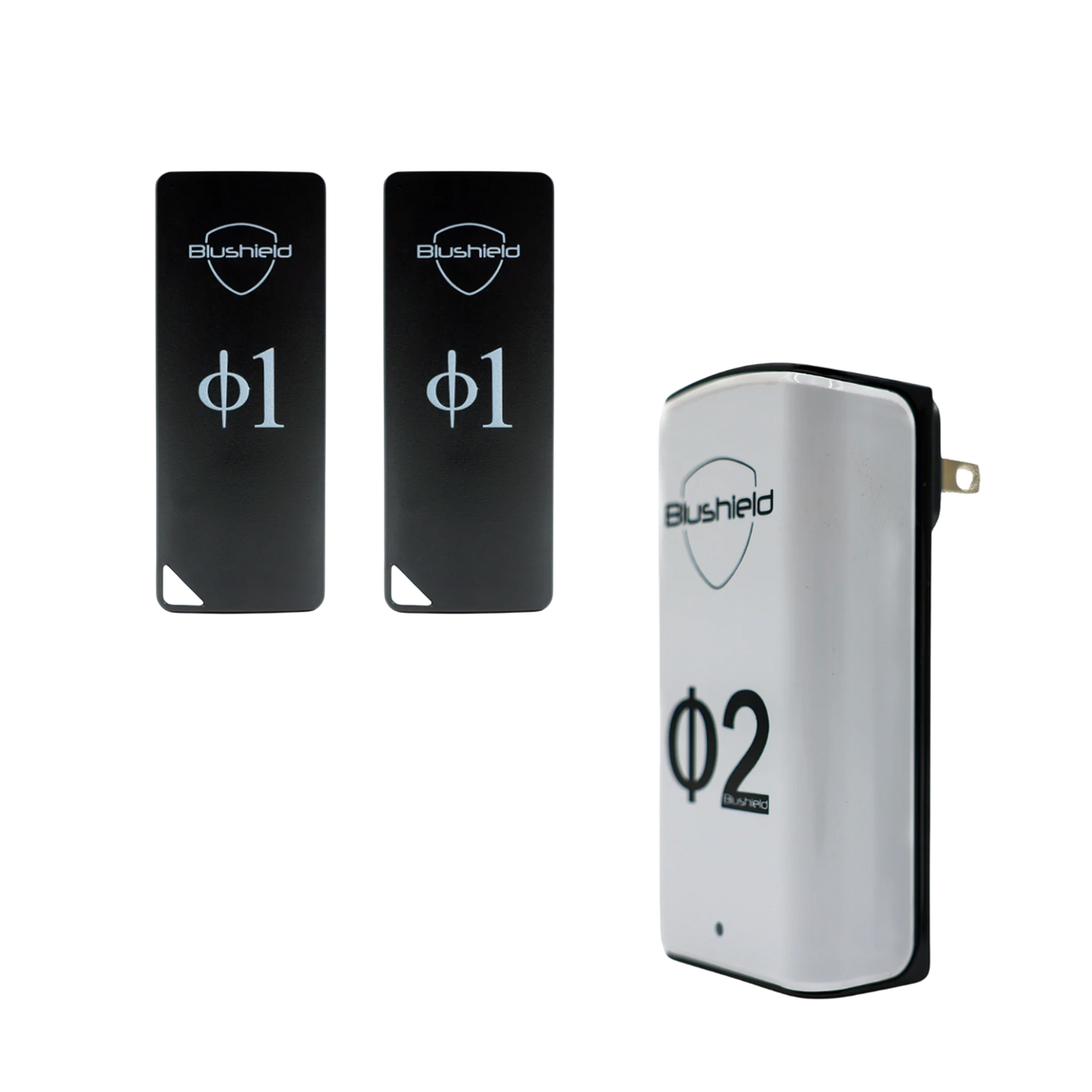 Blushield Deluxe Phi Φ2 Bundle — the Phi 2 plugin shown with portable EMF protection devices