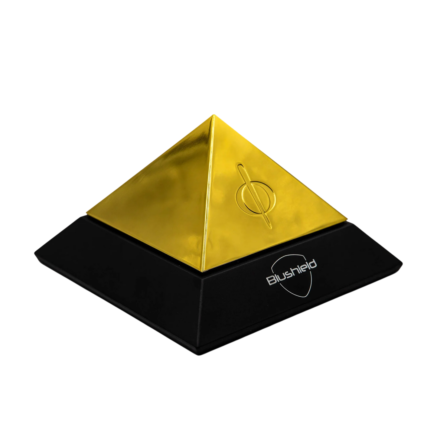 Blushield EVO Pyramid EMF protection device — a black pyramid-shaped stationary unit